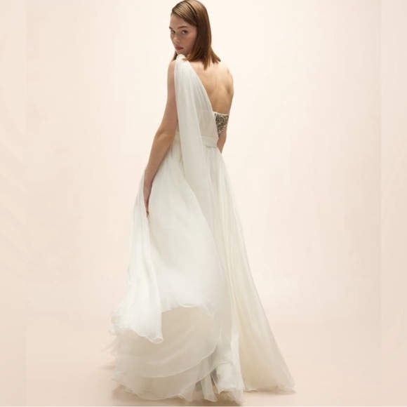 Alexander McQueen Crystal Embellished One-Shoulder Silk Chiffon Gown NWT - Picture 10 of 10